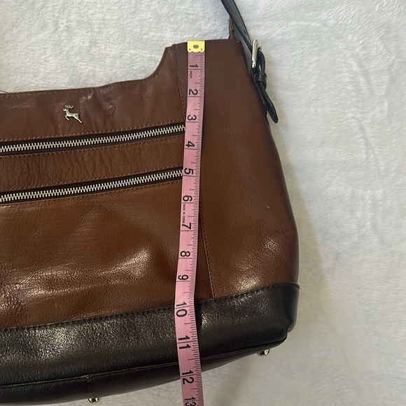 Ashwood Genuine Leather Boho Double Zip Pockets Designer Handbag Purse Deer Logo - Picture 6 of 10